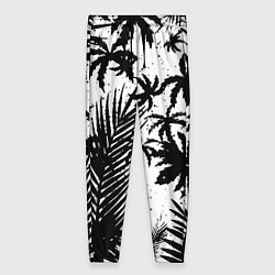 Брюки женские Чёрно белые пальмы, цвет: 3D-принт