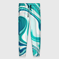 Брюки женские Кислотно синий белый мраморный фон, цвет: 3D-принт