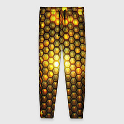 Брюки женские Металлические соты - роскошный блеск золота, цвет: 3D-принт