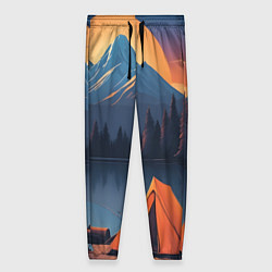 Брюки женские Палатка на берегу озера, цвет: 3D-принт