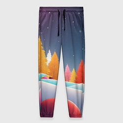 Женские брюки Яркие новогодние елки