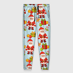 Брюки женские Новогодний паттерн с Сантой и подарками, цвет: 3D-принт