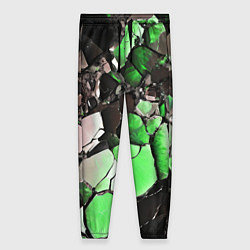 Брюки женские Чёрно-зелёный камень, цвет: 3D-принт