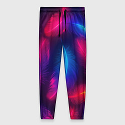 Брюки женские Вспыхивающие перья - неоновое свечение, цвет: 3D-принт