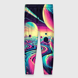 Брюки женские Неоновый разноцветный космос, цвет: 3D-принт