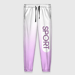 Брюки женские Sport белый с сиреневым текстурный, цвет: 3D-принт