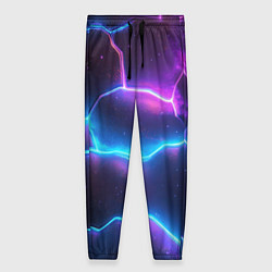 Брюки женские Синие и фиолетовые молнии в разломе, цвет: 3D-принт