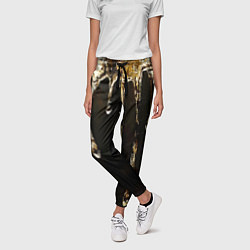 Брюки женские Мед на коричневой текстуре, цвет: 3D-принт — фото 2