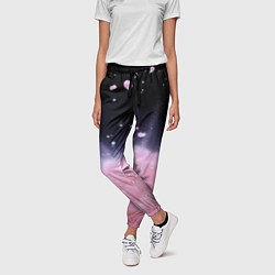 Брюки женские Розовая текстура с лепестками, цвет: 3D-принт — фото 2