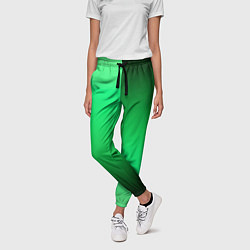 Брюки женские Чёрно-зелёный градиент пополам, цвет: 3D-принт — фото 2