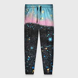 Брюки женские Блестящая текстура на черном, цвет: 3D-принт