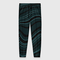 Брюки женские Тёмный синий волнистые полосы, цвет: 3D-принт