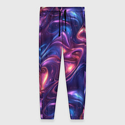 Женские брюки Абстрактные волны и завитки - сине-фиолетовый патт
