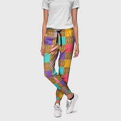 Брюки женские Разноцветные квадратные лоскуты пэчворк, цвет: 3D-принт — фото 2