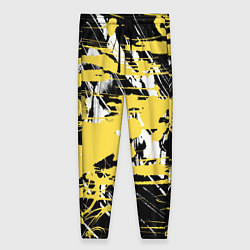 Брюки женские Желтая краска на черном, цвет: 3D-принт