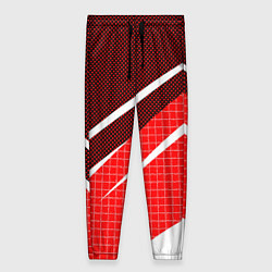 Женские брюки Красно-белый абстрактный с полосами