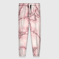 Брюки женские Розовая абстракция с мраморной текстурой и блеском, цвет: 3D-принт