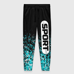 Женские брюки Sport чёрно-голубой пятнистый