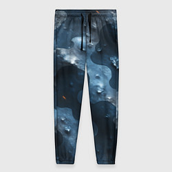 Брюки женские Синий камуфляж с каплями, цвет: 3D-принт