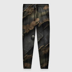 Брюки женские Камуфляжная ткань на металле, цвет: 3D-принт