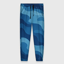 Женские брюки Синие волнистые линии в виде камуфляжа