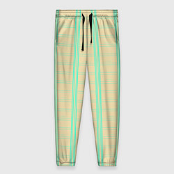 Брюки женские Color beige cage blue stripes, цвет: 3D-принт