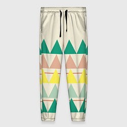 Женские брюки Абстрактный лес - треугольники на светлом