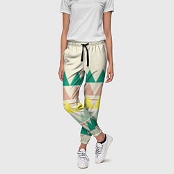 Брюки женские Абстрактный лес - треугольники на светлом, цвет: 3D-принт — фото 2