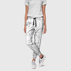 Брюки женские Техно-Геометрия на белое, цвет: 3D-принт — фото 2