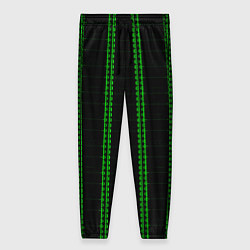 Брюки женские Color black cage green stripes, цвет: 3D-принт