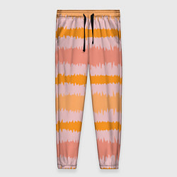 Брюки женские Полосы зигзагообразные оранжево-розовые, цвет: 3D-принт