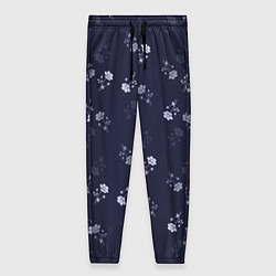 Брюки женские Цветочный узор синий, цвет: 3D-принт