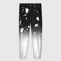 Женские брюки Черно белый фон с брызгами краски