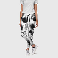 Брюки женские Чёрно-белая абстракция нейроарт, цвет: 3D-принт — фото 2