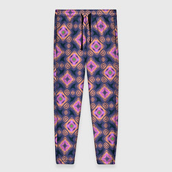 Брюки женские Фиолетово-розовый геометрический паттерн, цвет: 3D-принт