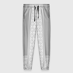 Брюки женские Славянский узор на сером - вышиванка рубаха, цвет: 3D-принт