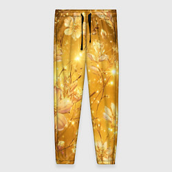 Женские брюки Цветочный золотой с искрами
