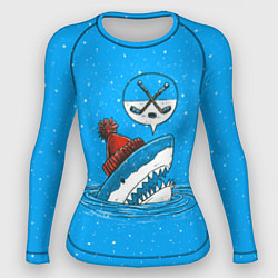 Рашгард женский Акула хоккейный фанат, цвет: 3D-принт
