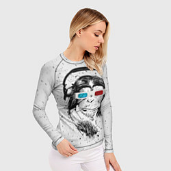 Рашгард женский Обезьяна в наушниках, цвет: 3D-принт — фото 2