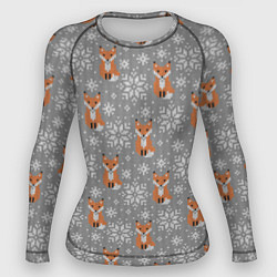 Рашгард женский Зимние лисицы, цвет: 3D-принт