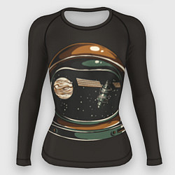 Женский рашгард Космос в шлеме скафандра - планета и спутник
