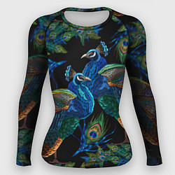 Женский рашгард Павлины - вышивка гладью