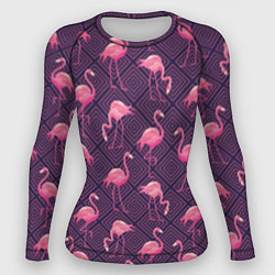 Рашгард женский Фиолетовые фламинго, цвет: 3D-принт