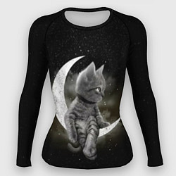 Рашгард женский Кот на луне, цвет: 3D-принт
