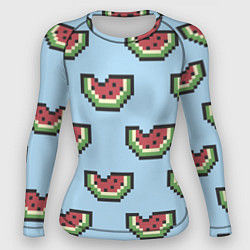 Рашгард женский Пиксельный арбуз, цвет: 3D-принт