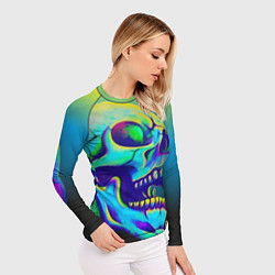 Рашгард женский Neon skull, цвет: 3D-принт — фото 2