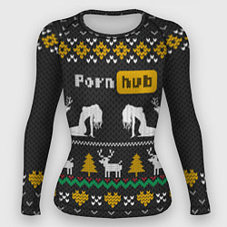 Рашгард женский Pornhub свитер с оленями, цвет: 3D-принт