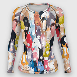 Рашгард женский Цветные лошади, цвет: 3D-принт