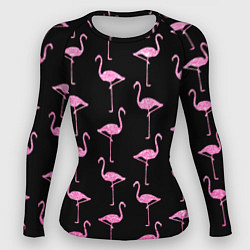 Рашгард женский Фламинго Чёрная, цвет: 3D-принт