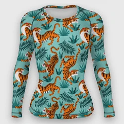 Рашгард женский Рычащие Тигры Паттерн, цвет: 3D-принт